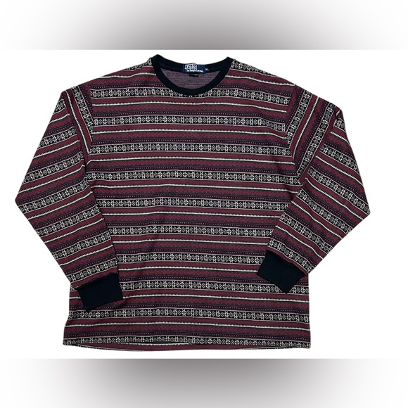 90s Polo Ralph Lauren snowflake striped crewneck sweatshirt M - Picture 3 of 5